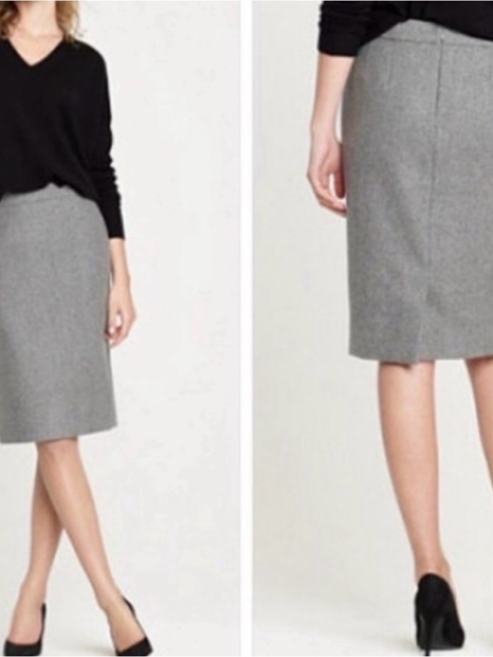 J. Crew Factory Gray Wool-Blend Pencil Skirt